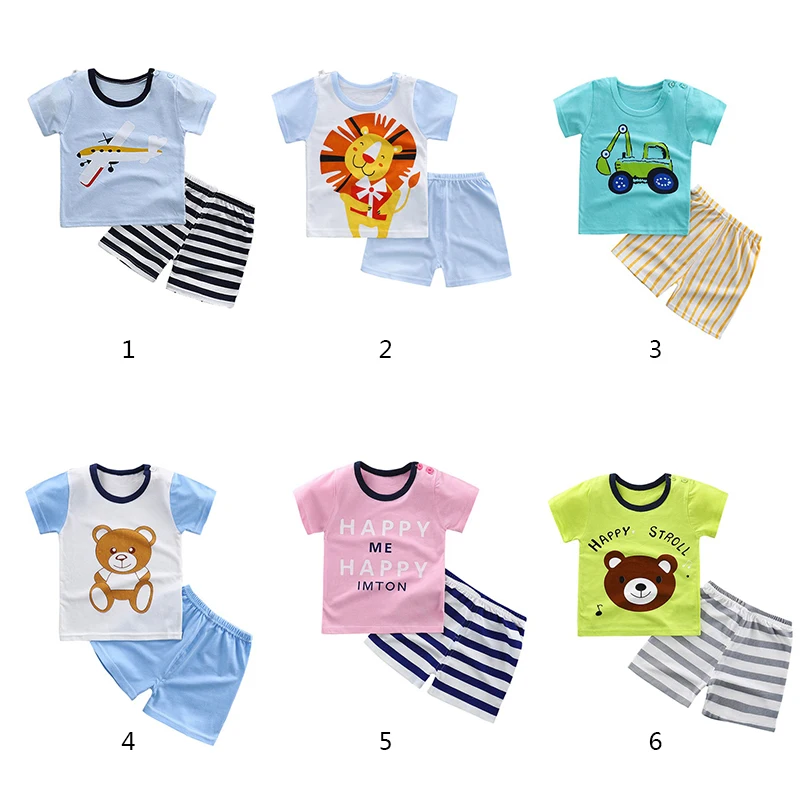 

Baby Girls Boys Clothes Pure Cotton Kids Casual Bodysuit Summer Short Sleeve Children's Clothing Sets Cartoon Body Suit