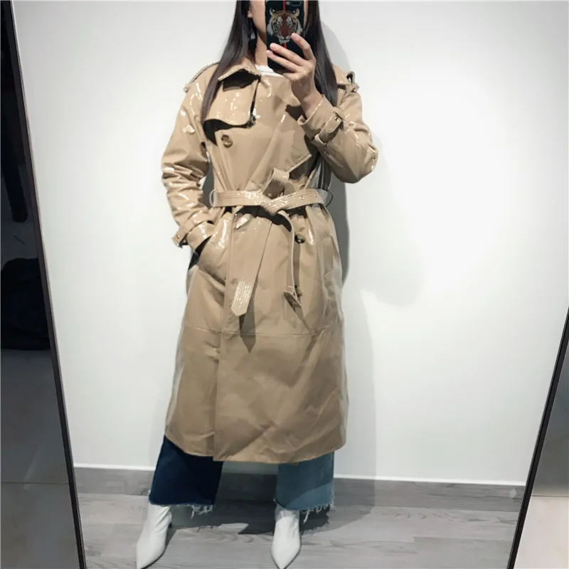 

real leather coat women leather windbreak coat