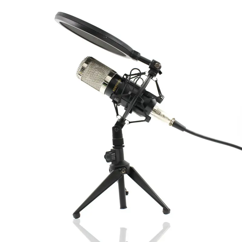 Профессиональный конденсаторный микрофон BM800 BM 800 микрофон для видеозаписи радио Студийный микрофон для компьютера ударное крепление - Цвет: Black silver set