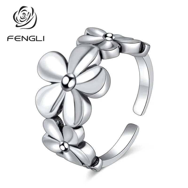 

Female Flower Finger Ring Adjustable Wide Silver Midi Knuckle Rings for Women Wedding Engagement Statement Jewelry