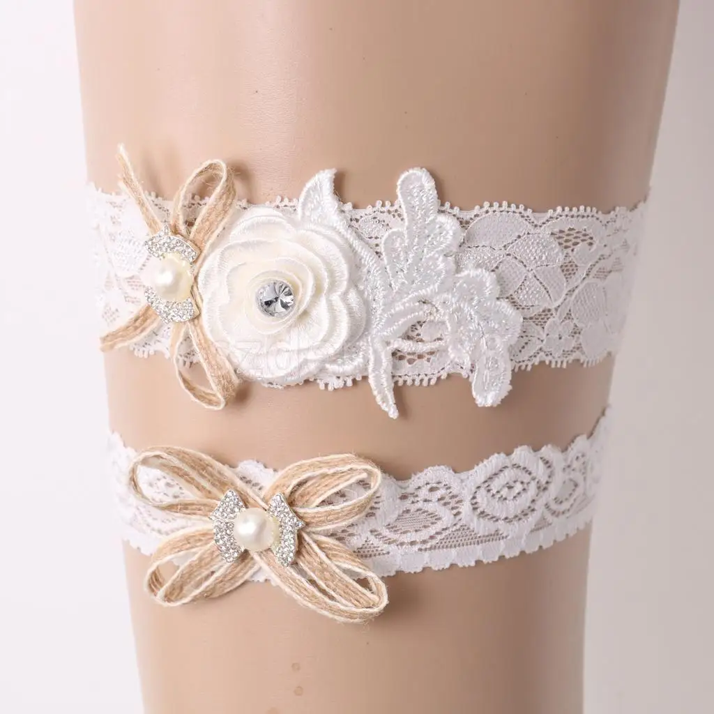 Wedding Bridal White Lace Garter Set Keepsake & Toss Party Accessories S/M/L/XL