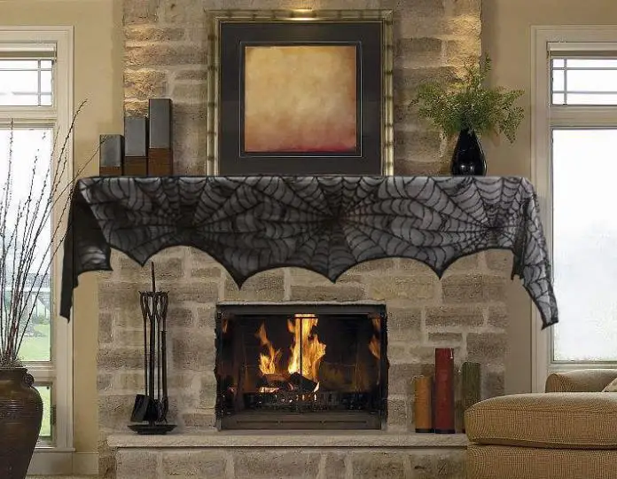 

Celebrate Halloween Black Lace Spider Web Tablecloth Oblong Table Cloth Table Cover Table Decor Party Decoration Fireplace Cover