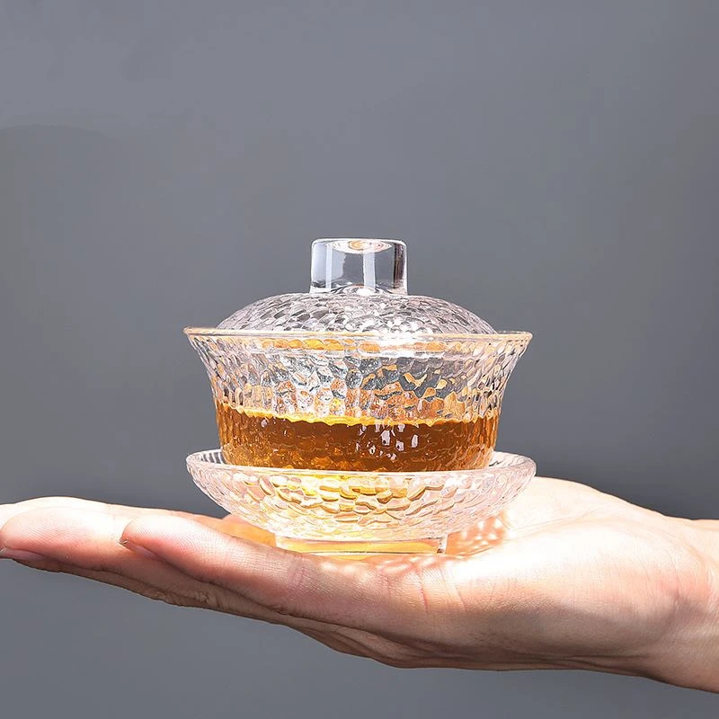 PINNY Hand Made Heat-resistant Glass Gaiwan Japanese Style Kung Fu Tea Bowl Eco-Friendly Portable Tea Set Glass Teapot Kettle