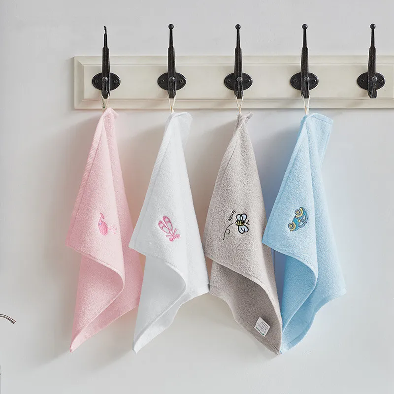 

1 Pc 30x30cm 100% Cotton Car Animal Pattern Solid Color Soft Bathroom Wash Cloth Children Hand Face Towel For Kids