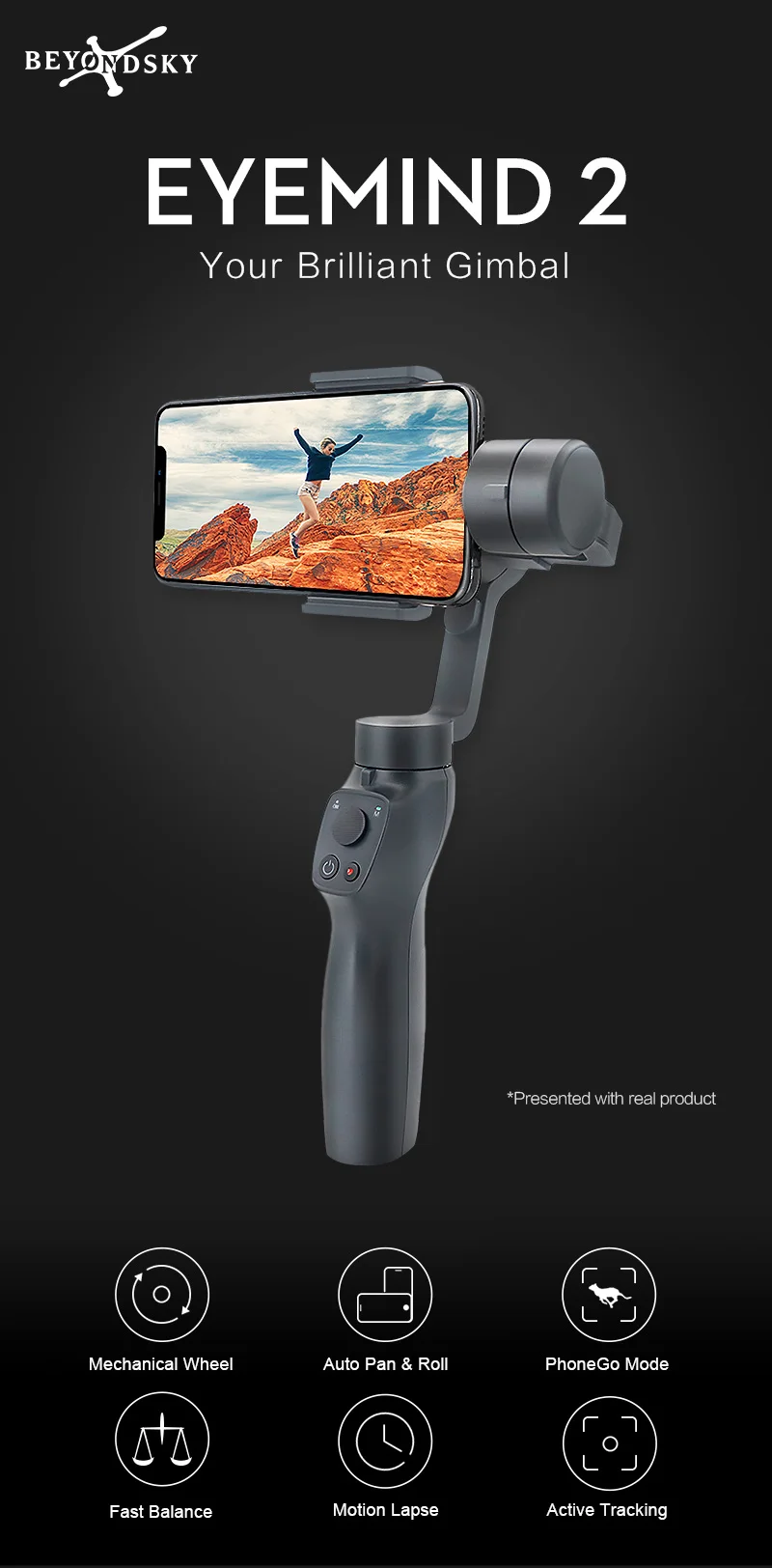 Beyondsky Eyemind 2 3-осевой Ручной Стабилизатор Gopro Экшн камеры Gimbal для iphone и Android телефон сумка для переноски штатив подарки VS DJI Osmo 2