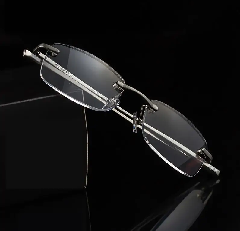 

2018High-Quality Aluminum Rimless Reading Glasses Old Reading Glasses HD Resin Lens Presbyopia Glasses Gafas de lectura