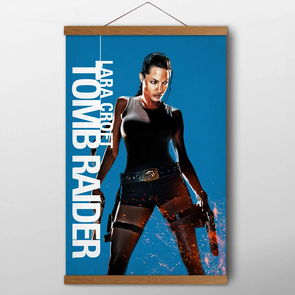 Lara Croft Tomb Raider Angelina Jolie Poster Canvas Cloth Wall Art Solid Wood Scrolls Paintings For Living Room Decor Painting Calligraphy Aliexpress