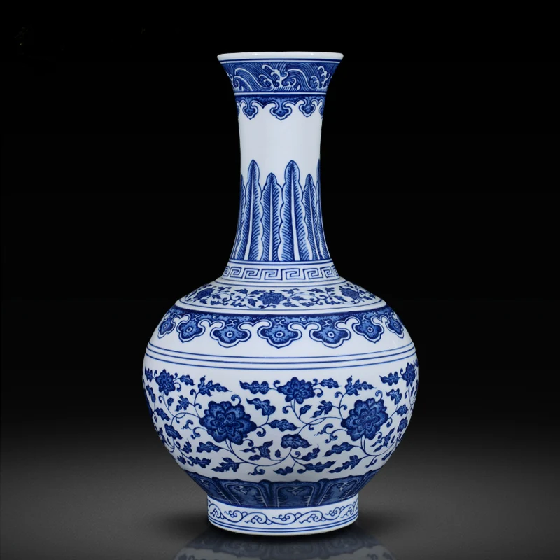 Старинная китайская qing период qianlong керамическая ваза застекленная с блокировкой лотоса дизайн