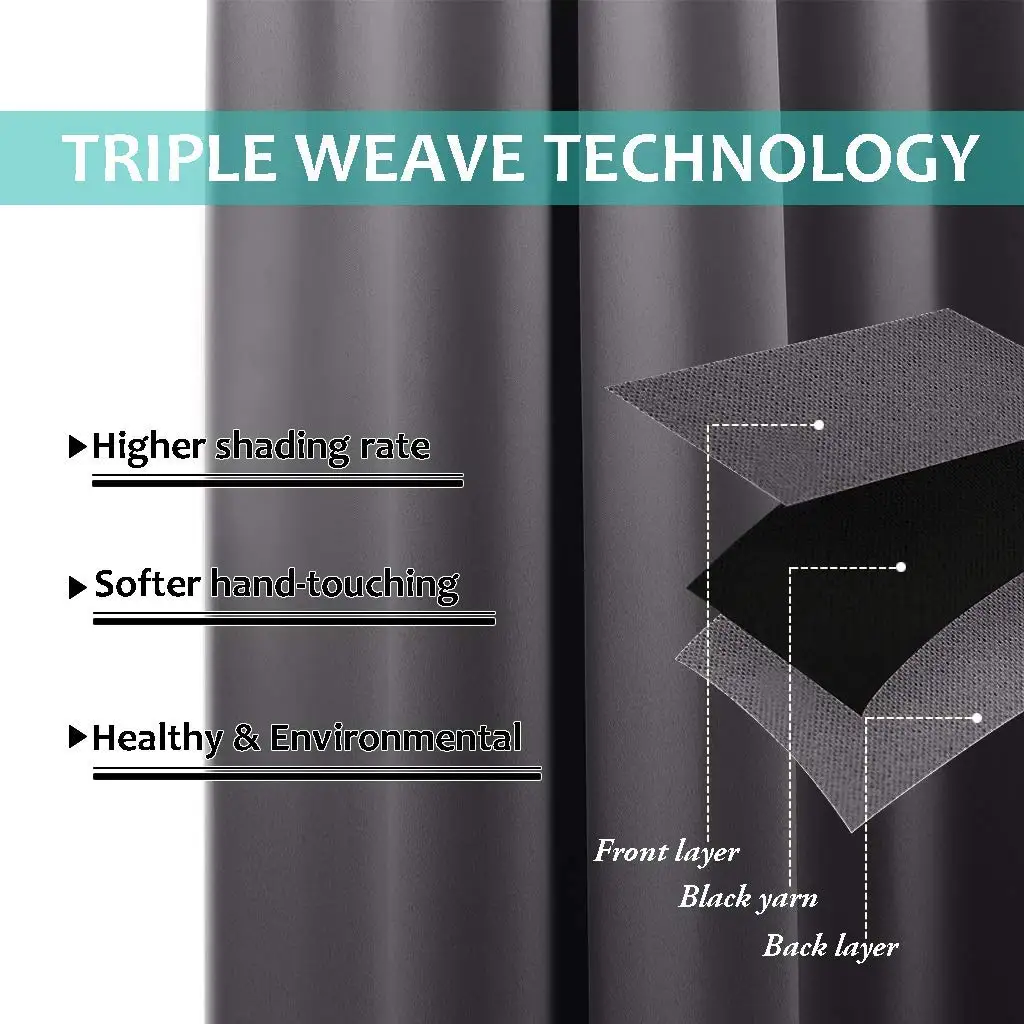 Двухслойная затемненная занавеска, драпировка с люверсами, черная подкладка, домашний декор, Кортина для спальни, гостиной, украшение