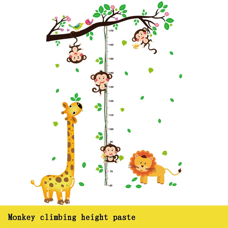 

Monkey Climbing Height Measurement Height Stickers Kindergarten Children's Giraffe Cartoon Animals Stickers For Children GF27