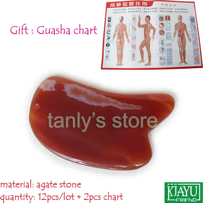 

12pcs/lot Traditional Acupuncture Massage Tool Guasha Beauty Board Natural Agate Stone knife shape