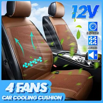 

12V 4 BUILT-IN seat back Fan 3D Cooling Car Seat Cushion Cover Air Ventilated Fan Cooler Car Seat Cushion Cover