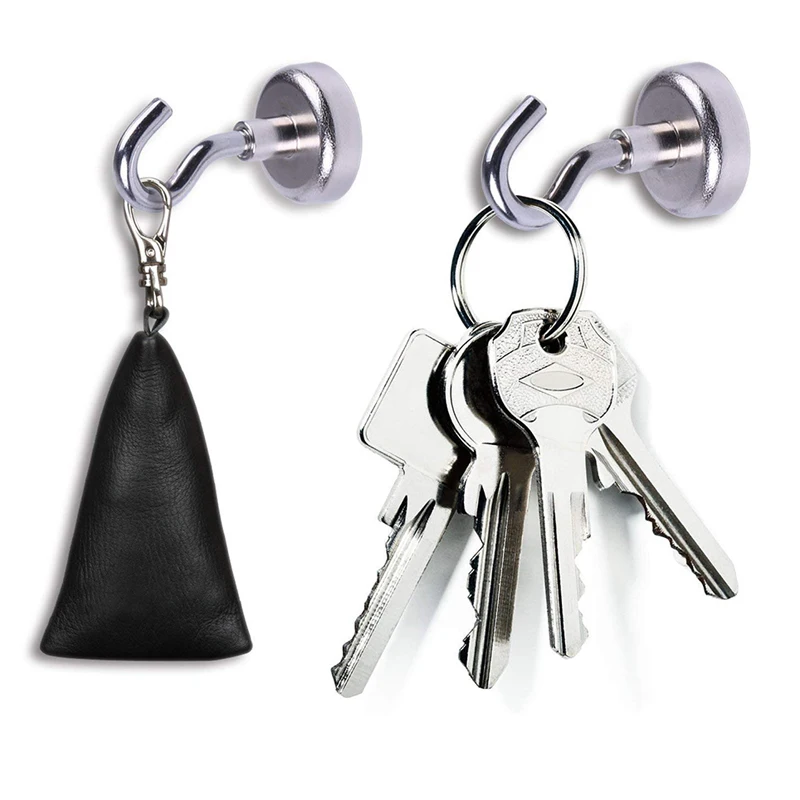 

4pcs Magnetic Hooks Powerful Heavy Duty Neodymium Magnet Refrigerator Surfaces Not Scratch E2S