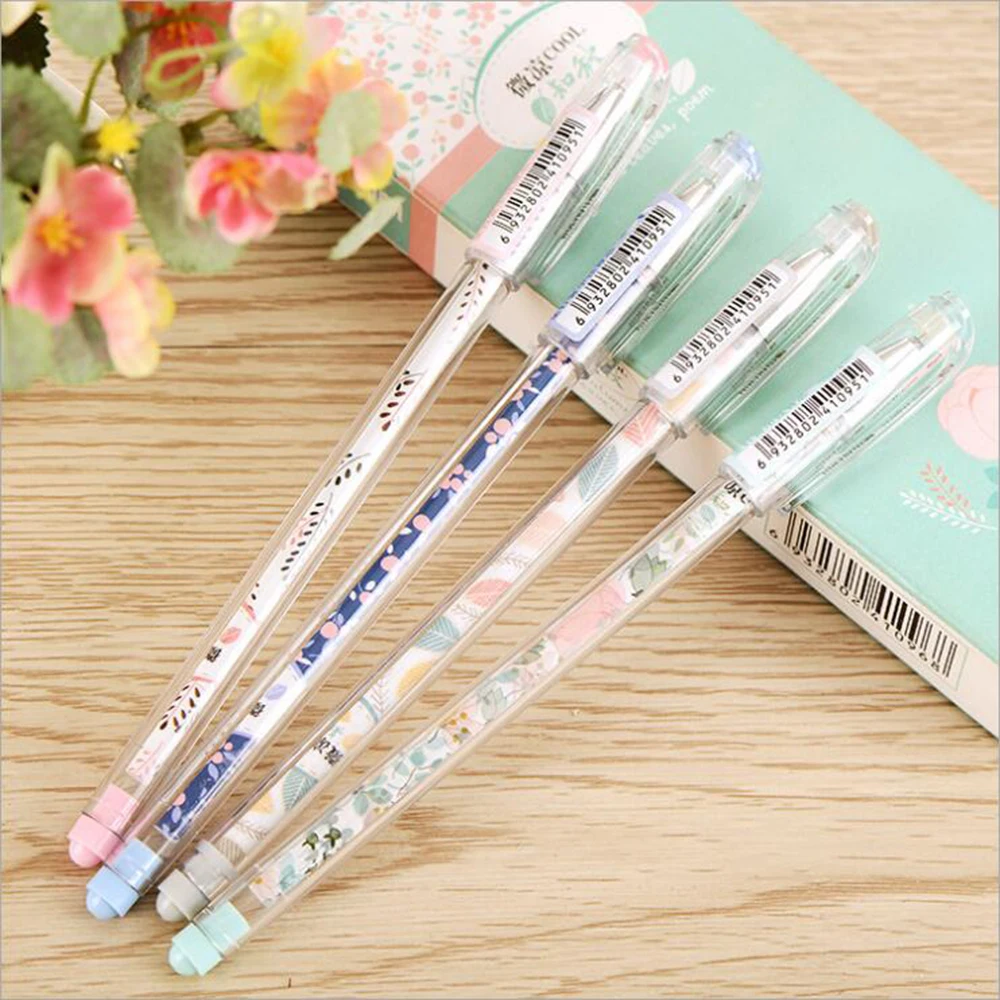 

Korean Creative Gel-ink Pen Flower Decorative 0.38mm Neutral Pens 4 pieces/lot Office School Writing Supplies Smooth Gel Pens