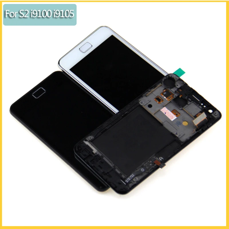 Супер AMOLED HD ЖК дисплей + сенсорный экран дигитайзер рамка в сборе для samsung Galaxy S2 I9100