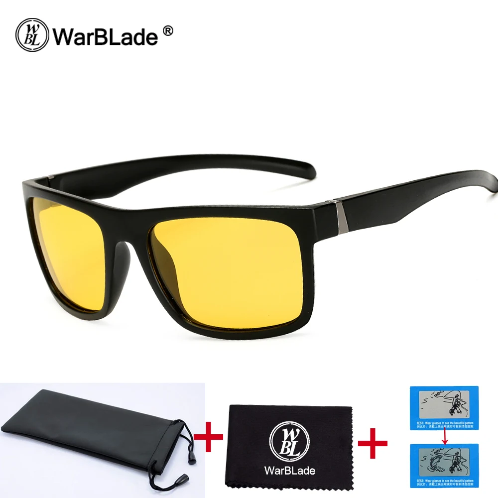 WarBLade, мужские солнцезащитные очки ночного видения, мужские очки для вождения автомобиля, поляризационные солнцезащитные очки, классический дизайнерский бренд, желтые, антибликовые - Цвет оправы: night vision