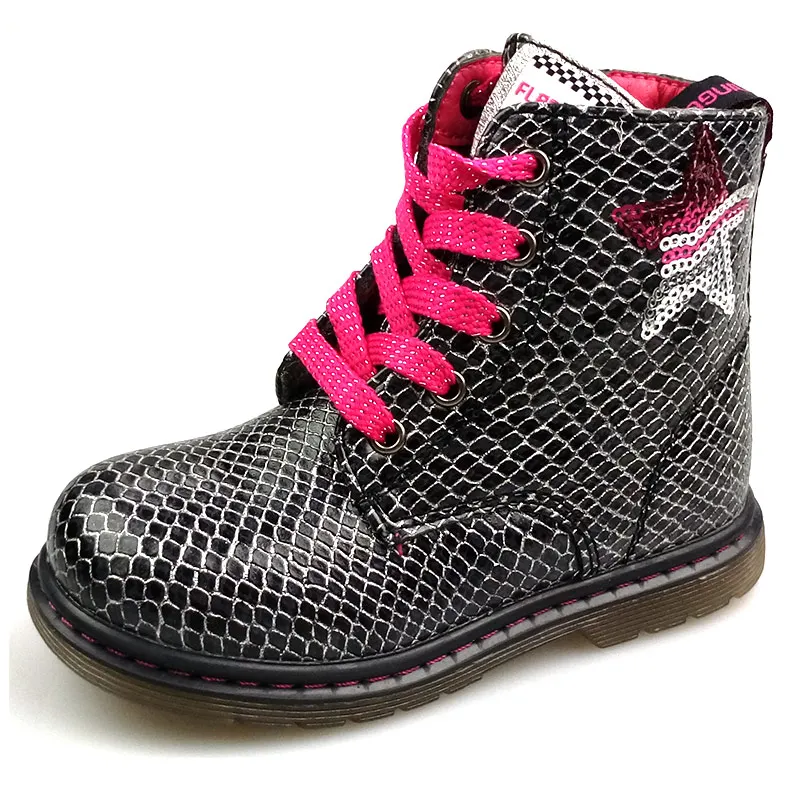 Осенние ботинки с фламинго, Нескользящие теплые детские ботинки на шнуровке и молнии, размер 22-28, детская обувь для девочек,, 82B-BNP-0959/0960 - Цвет: 82B-BNP-0960