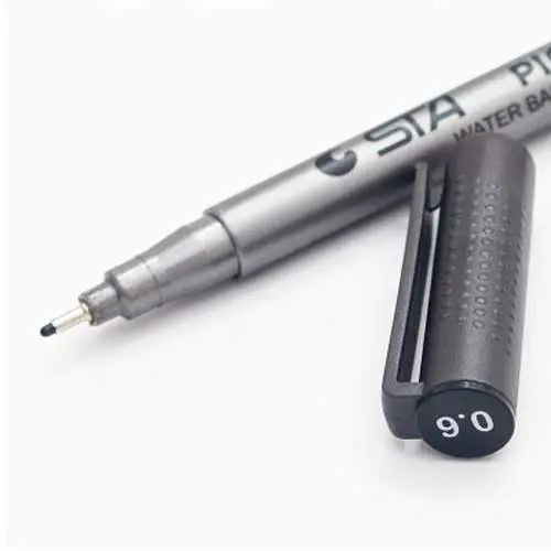 Водонепроницаемый STA Art Sketch comics Art маркер ручка пигмент лайнер на водной основе для рисования почерк школьные офисные канцелярские принадлежности - Цвет: 0.6mm-Waterproof
