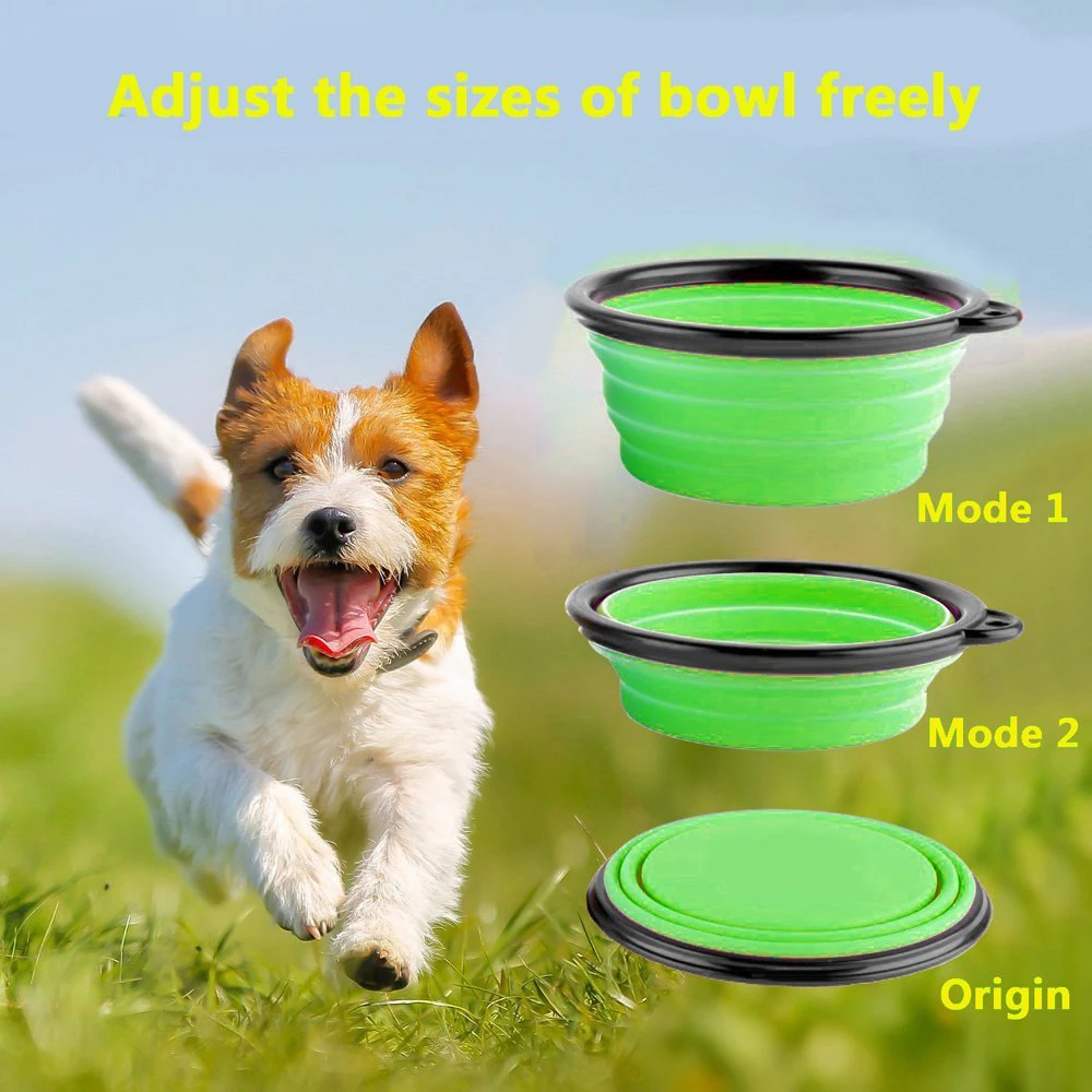 2PCS Folding Silicone Pet Dog Bowl Portable Travel Bowl Dog Feeder