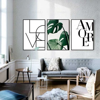 

Scandinavian Style Love Amore Posters Black and White Nordic Canvas Painting Wall Art Pictures For Living Room Home Decoration