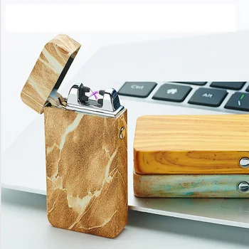 

Free shipping Marble Style USB Arc Lighter Metal USB Rechargeable Windproof No Gas Smokeless Flameless Cigarette Lighter