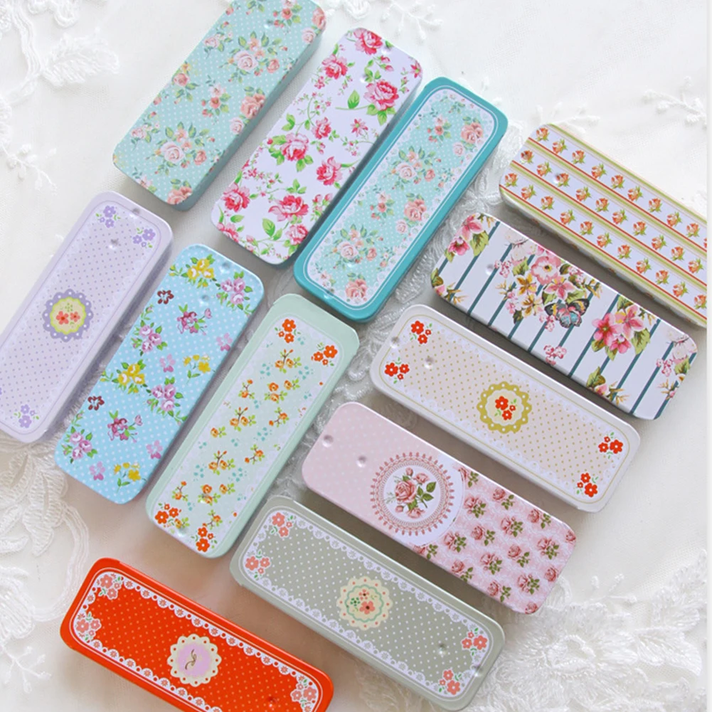 

Portable Candy Box Mini Iron Box Medicine Organizer Mini Slide Cover Container Metal Storage Rectangular