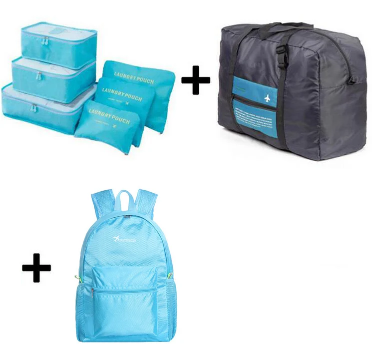 IUX Органайзер, складная сумка, дорожные сумки, большие сумки для обуви, сумки для мужчин и женщин, сумки для багажа, дорожные сумки, упаковка кубиков, сумки,, bolsas - Цвет: light blue 3
