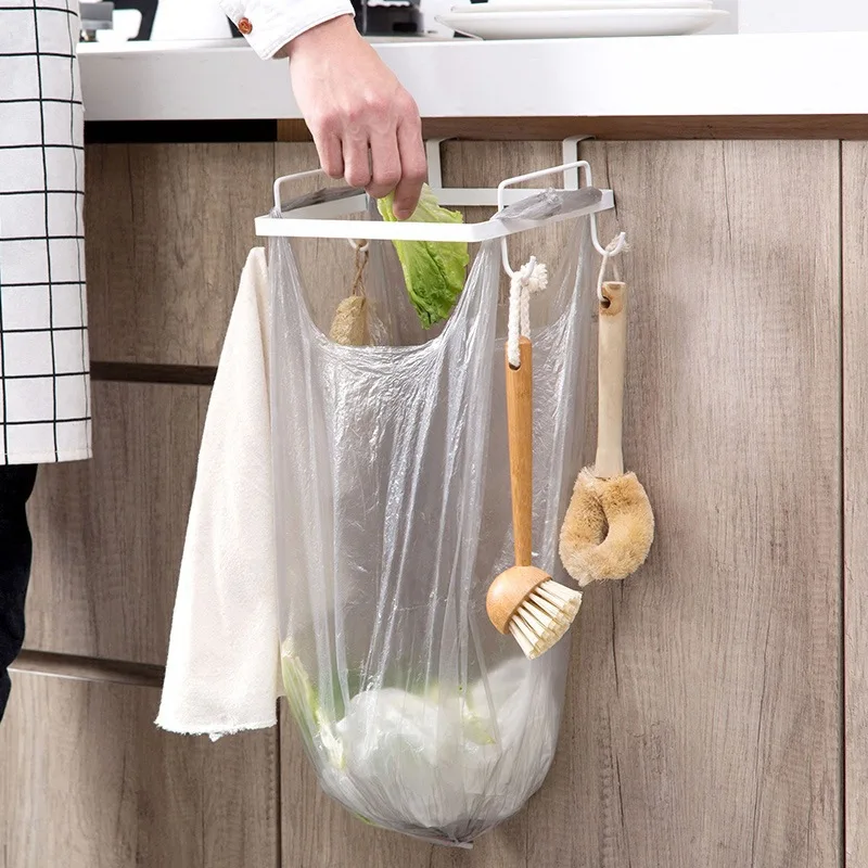 

Kitchen Garbage Bags Racks Storage Rack Cabinet Door Trash Organizer Stainless Steel Metal Hanger Rack Holders