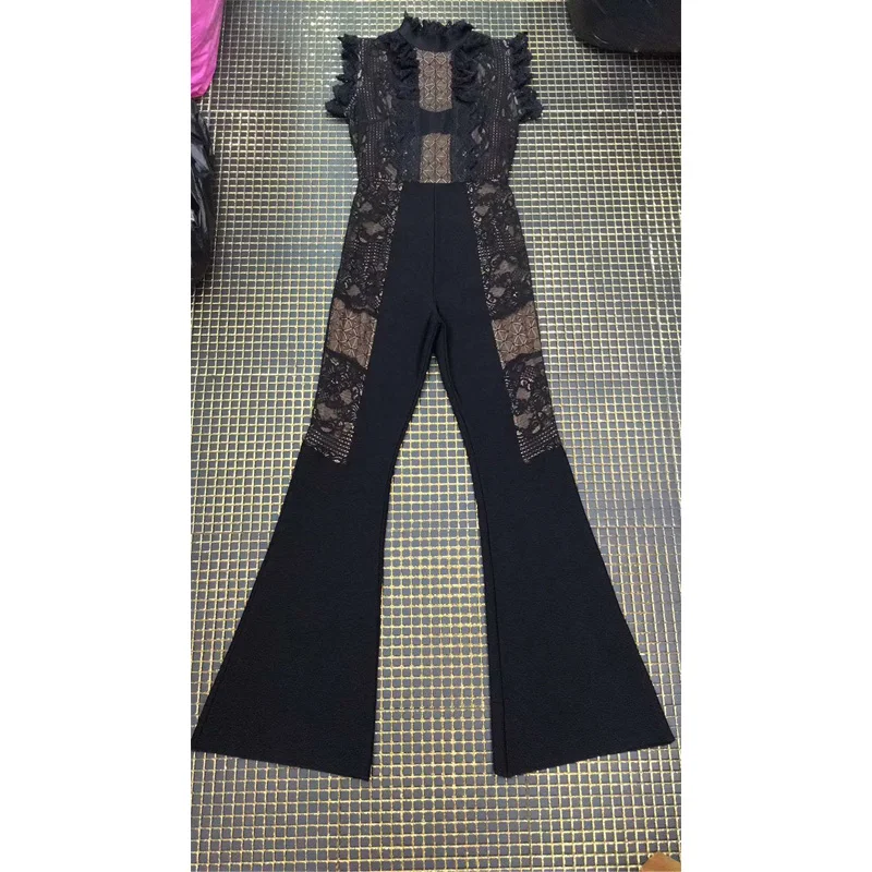 Boot Mode Avec Cut Salopette Sans Sexy Manches Noir Party Bandage Celebrity Dropshipping Moulante Longueur Dentelle Pleine 2018 RSqx7wFw