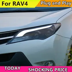 Автомобиль Стайлинг для 2013-новинка 2015 RAV4 светодиодный фары RAV 4 фар светодиодный DRL Bi Xenon объектив высокого ближнего парковка туман спереди