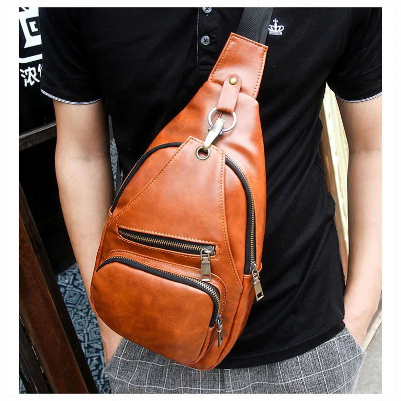 50 off fashion men chest bags travel chest pack high quality leather