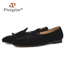 Piergitar/ г. Мужская бархатная обувь ручной работы черного цвета вечерние и свадебные Мужские модельные туфли, большие размеры, мужские лоферы, тапочки для курения