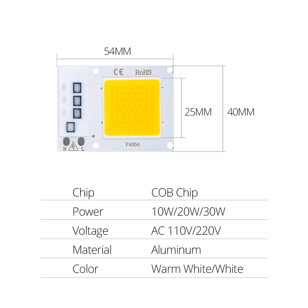 Smart IC COB светодиодный светильник 10 Вт 20 Вт 30 Вт светодиодный матричный диод 110 В 220 В для DIY прожектор светильник Точечный светильник