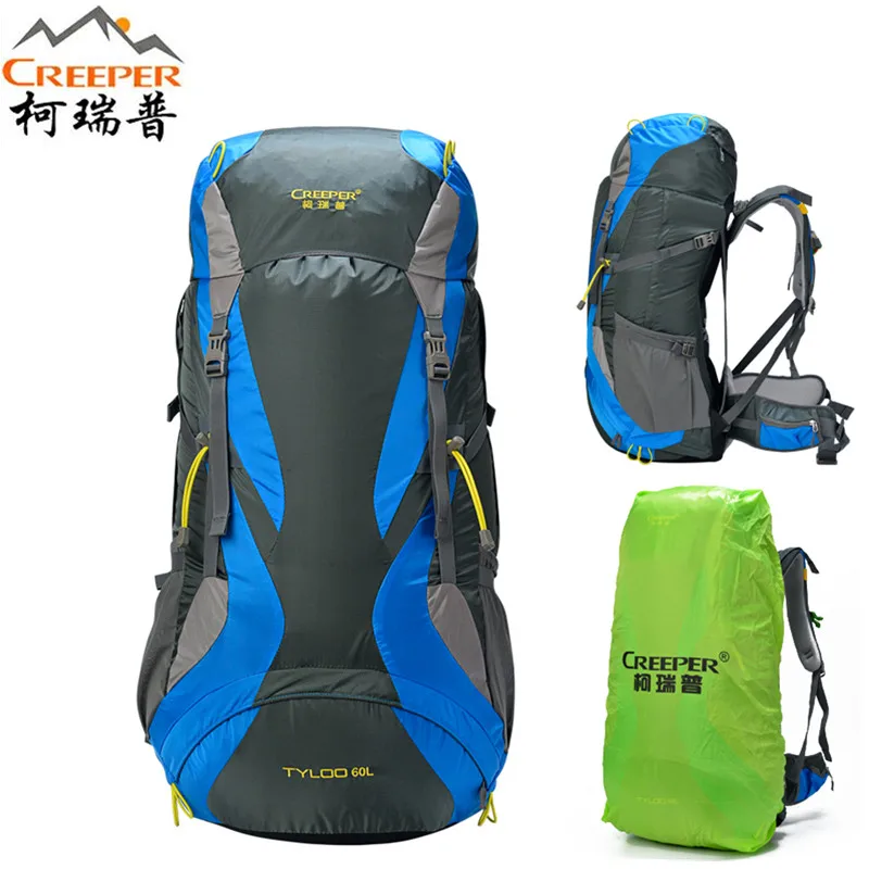 

Creeper Outdoor Backpack Camping Bag with Rain Cover Waterproof Mountaineering Hiking Backpacks Molle Climbing Sport Bag 60 L