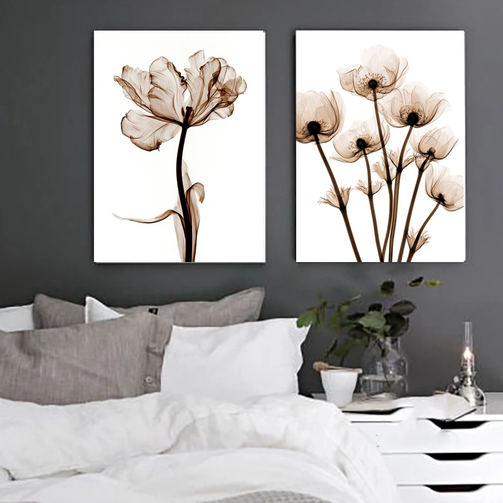 Vintage Home Decorations Transparent Flowers Canvas ...