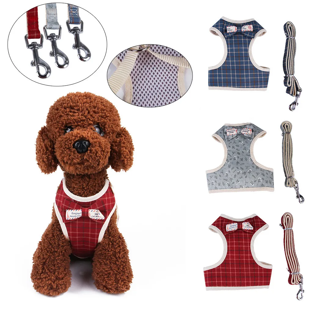 

Pet Dog Chest Strap Retro Striped Pattern Neck Chest Belt Comfort Vest Outdoor Security Training Dog Harness Collars Pet Dog Tag