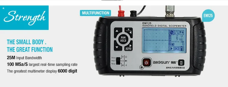 Все солнце 2 в 1 мультиметр осциллограф 25 МГц цифровой Ручной Scopemeter Вольтметр Омметр емкость EM125