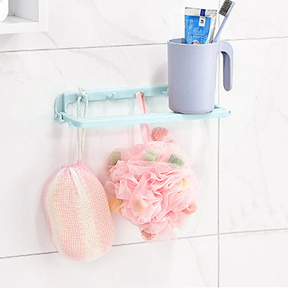 Home Kitchen Bathroom Folding Storage Rack with 9-hook Multifunctional Door Hook Space-saving Hanging | Дом и сад