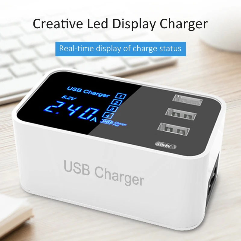 

USB Adapter Quick Charge 2.0 Smart Type C USB Charger HUB Wall Charger Led Display Fast Mobile Phone Charger For iPhone Samsung