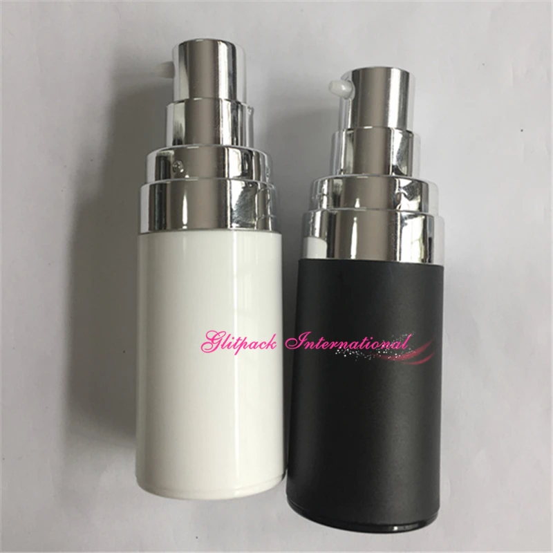 Download 50pcs small tip airless pump cosmetic serum bottle black white refillable airless bottle 15ml ...