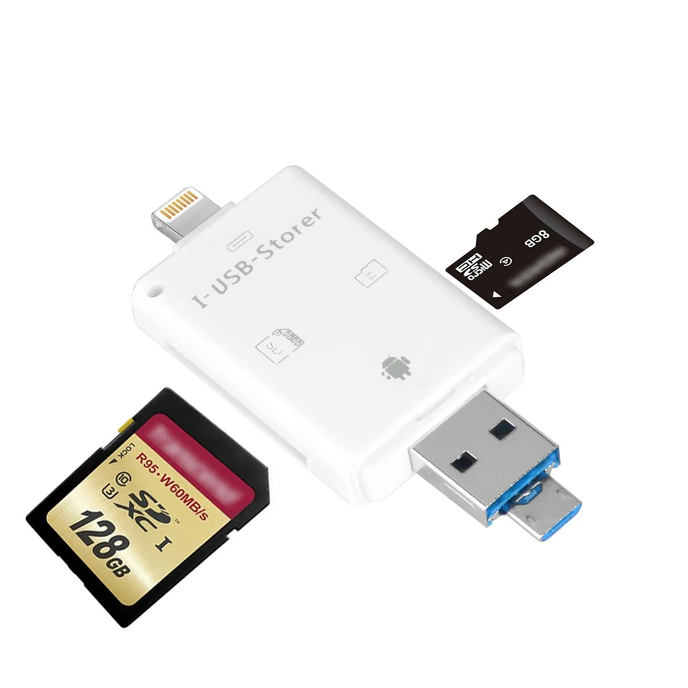 aceyoon 3 In 1 Lightning SD Card Reader Micro USB Connector OTG TF Card