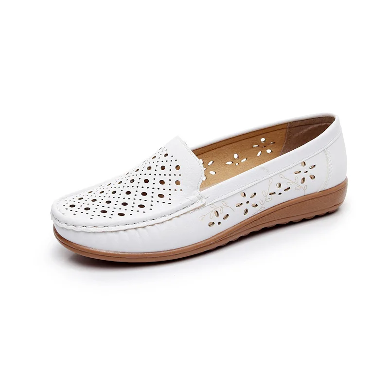 

2019 New Nurse Shoes White Cow Ribbon Bottom Comfortable Hole White Shoes Pregnant Women's Shoes Slip-proof