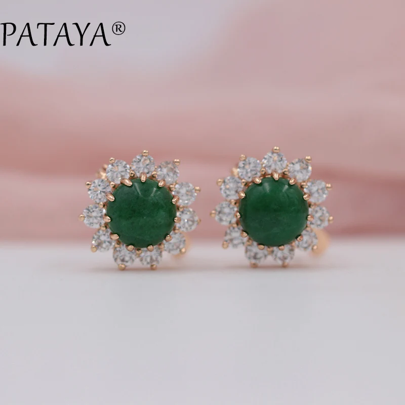 PATAYA, Новое поступление, женские разноцветные индийские свадебные ювелирные изделия, Подсолнух, оникс, натуральный камень, серьги, 585 розовое золото, свисающие серьги
