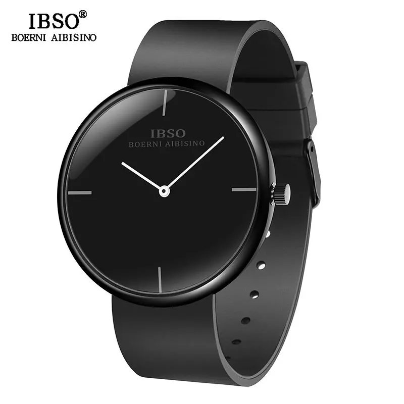 

IBSO Brand Double Convex Design Creative Mens Watches 2019 Black Silicone Strap Sport Quartz Watch Men Relogio Masculino Clock