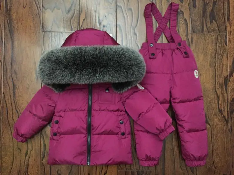 Детский лыжный костюм, зимний теплый костюм для маленьких мальчиков, Детские комплекты с курткой на утином пуху для девочек, пальто, комбинезоны, Детский комплект из 2 предметов для девочек - Цвет: as picture