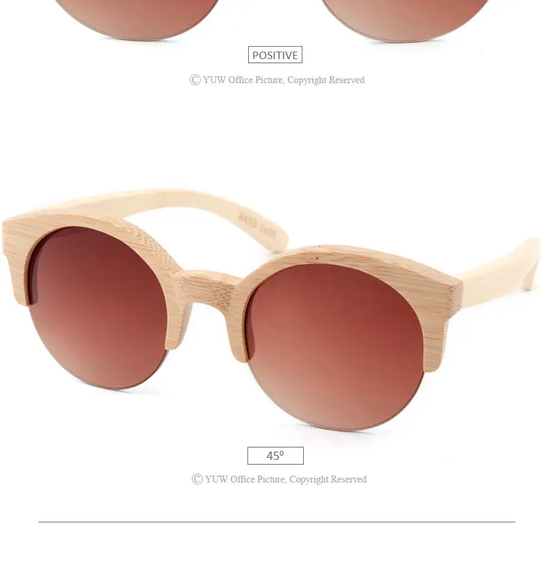 YUW's Bamboo полуоправа, круглые солнцезащитные очки для женщин, фирменный дизайн, oculos de sol feminino de marca, оригинальные солнцезащитные очки