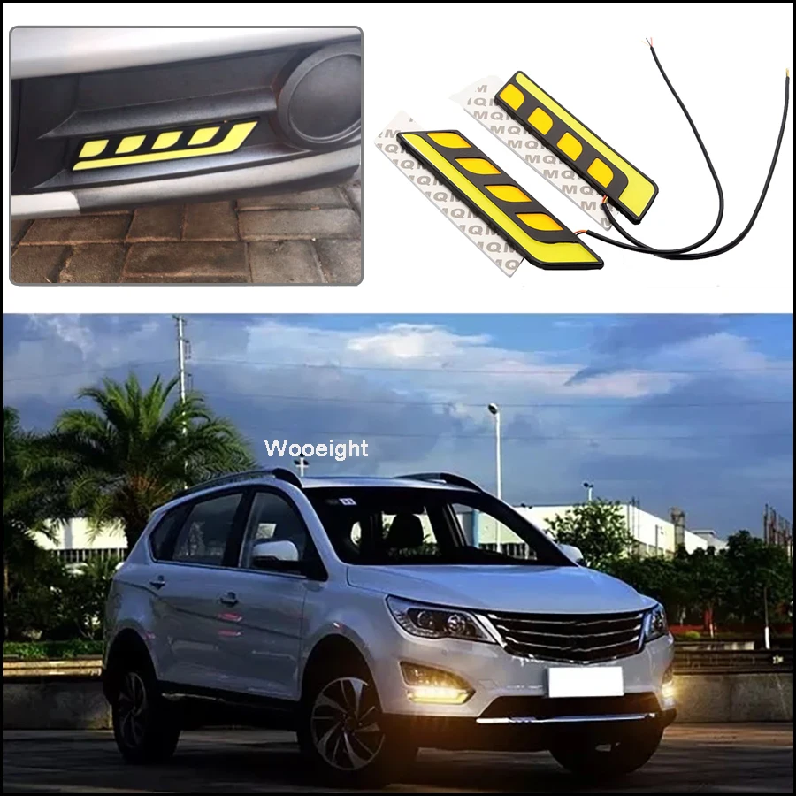 Wooeight 12V Car Daytime Running Driving DRL Light & Turn Signal Light Waterproof COB LED Work Lights For ATV Auto Cars SUV (8)