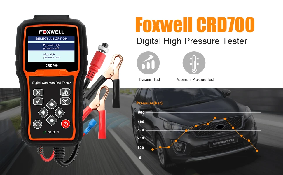 FOXWELL CRD700 цифровой Common Rail тест давления er для диагностики автомобиля инструменты сканирования неисправностей проверка высокого давления насоса бар тест