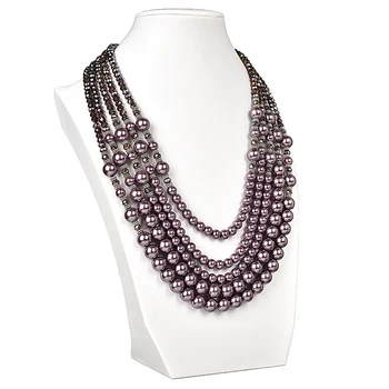 

Brown confectionery beaded jewel multiple and Well-sized beads Glass crystal and Synthesis pearl necklace