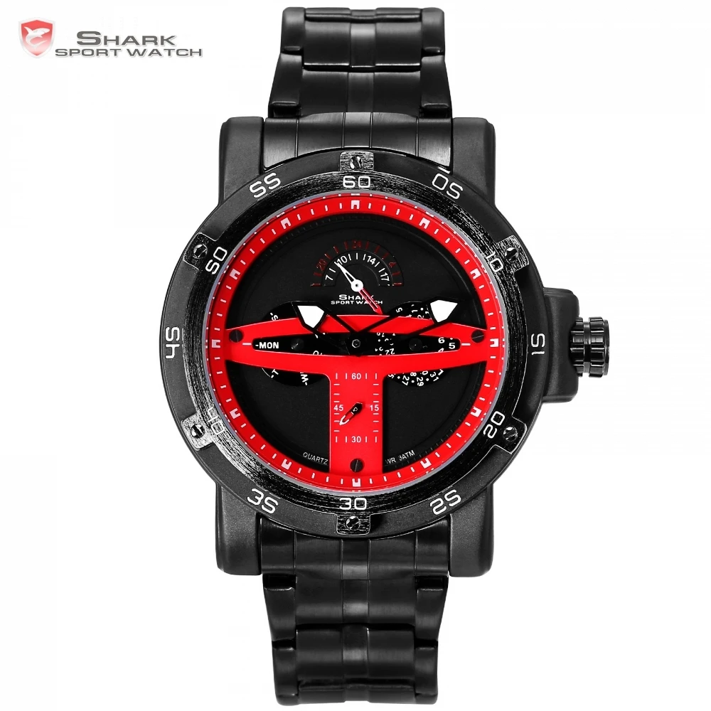 Greenland Shark Sport Watch Red Black Fashion Calendar Watch Saat Erkekler Steel Relojes Hombre Quartz Male Wristwatch /SH428 Greenland Shark Sport Watch Red Black Fashion Calendar Watch Saat Erkekler Steel Relojes Hombre Quartz Male Wristwatch /SH428